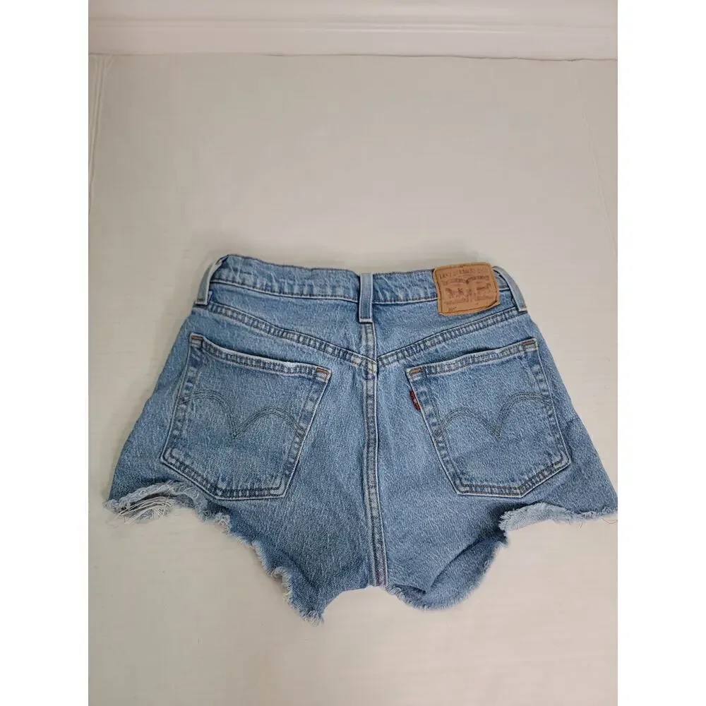 Levis 501 Denim Shorts Womens SZ 26 Cutoff Button Fly Frayed Blue 100% Cotton